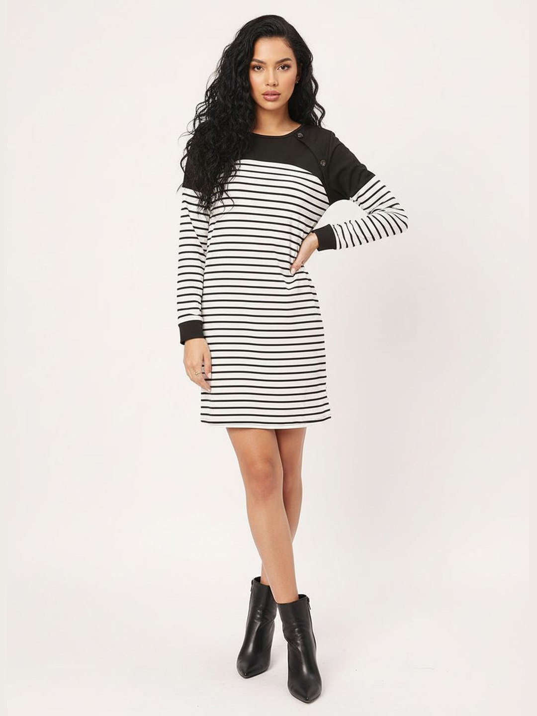 DressBerry Minimalist Kawai Striped Mini Sheath Dress