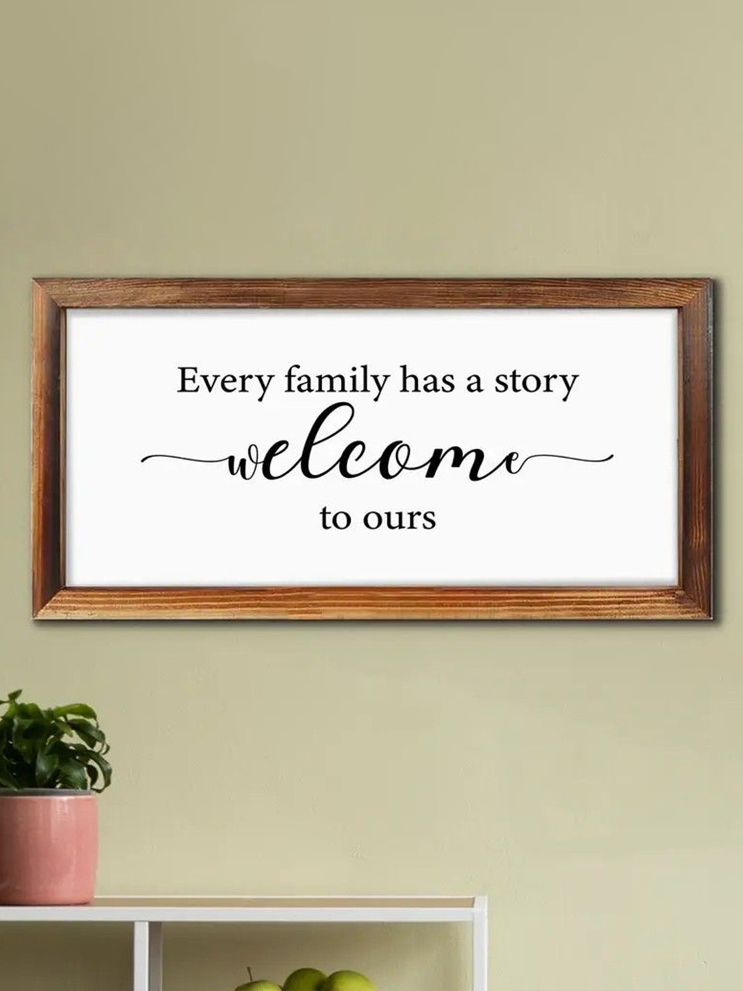 BS AMOR Brown & White Typography Printed Wooden Plaque Wall Decor