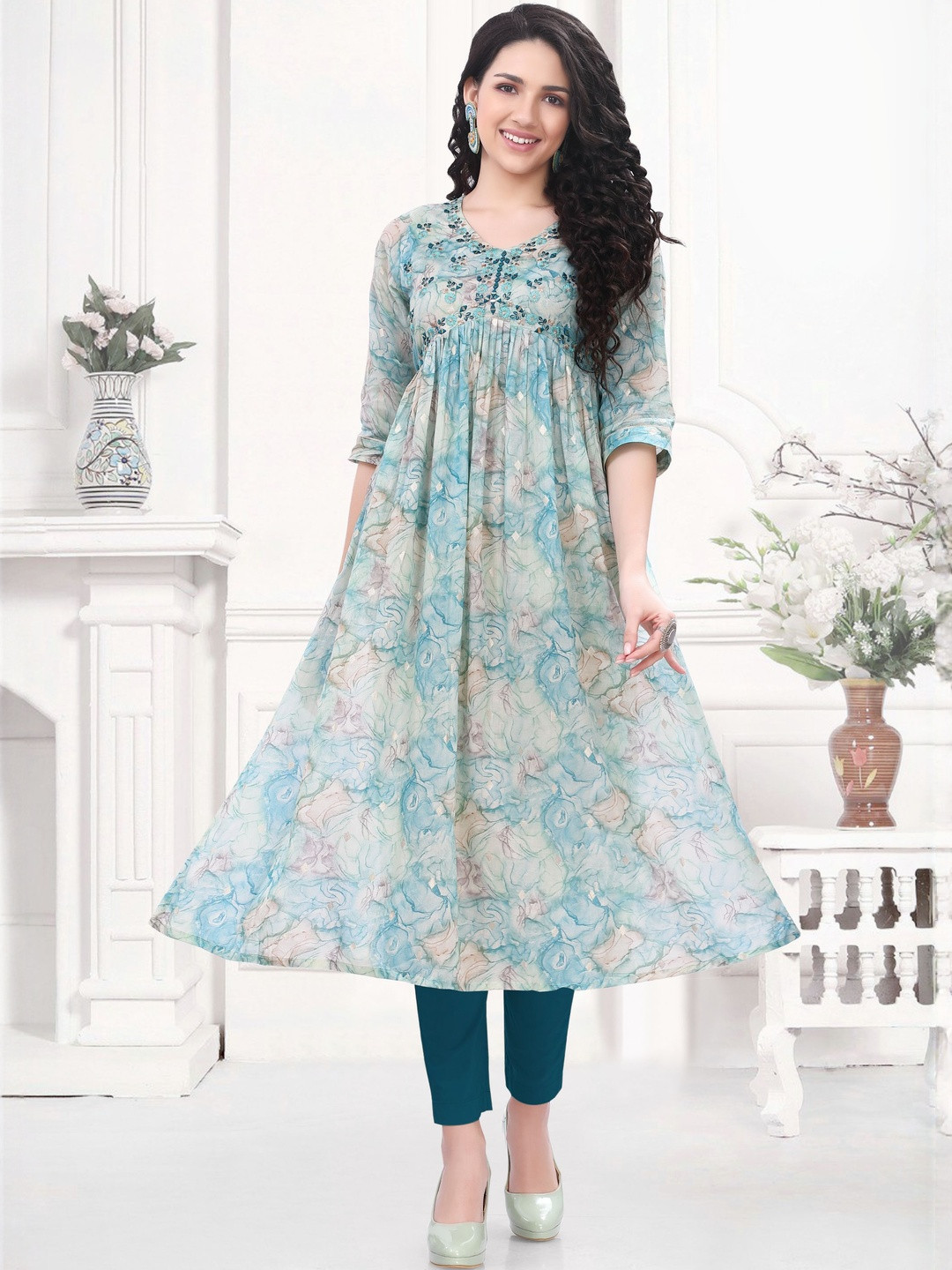 GREAT OUTFITS Women Printed Pure Cotton Anarkali Kurti