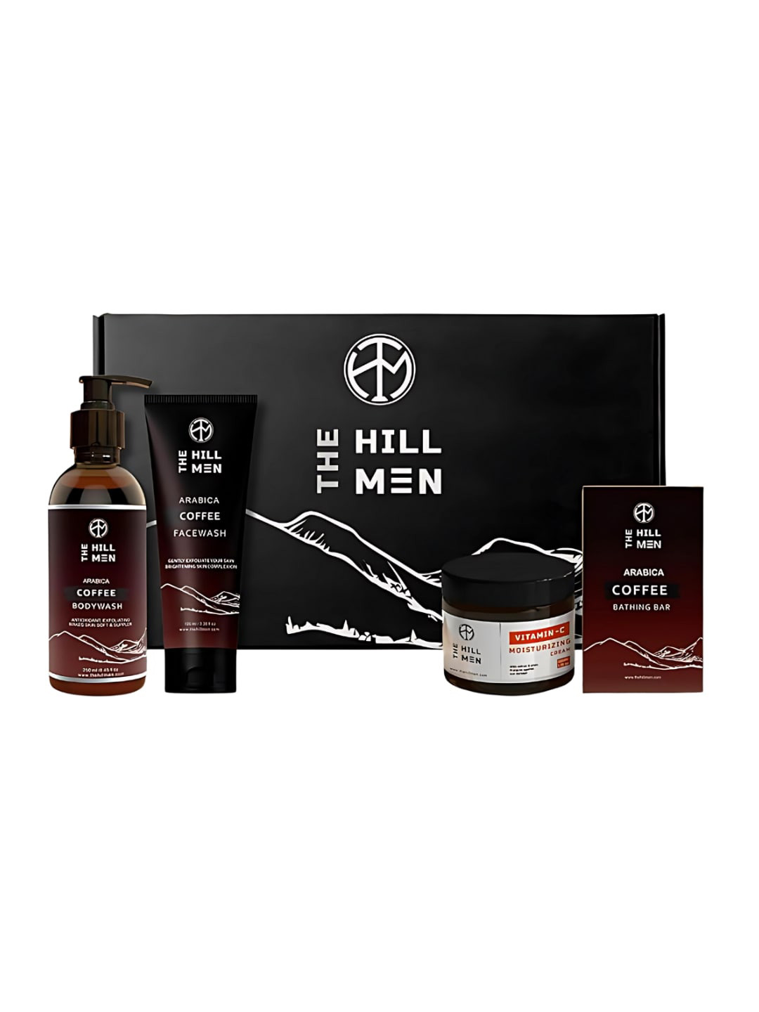 The Hill Men Set Of 4 Arabica Body Wash-250ml Bathing Bar-125g & Vit C Cream-50g