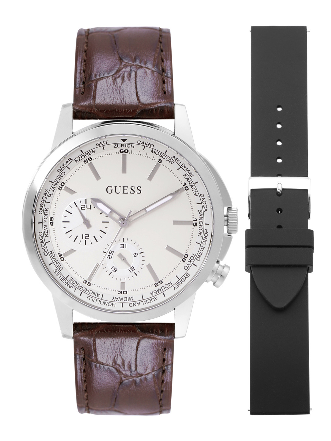 GUESS Men Chronograph Leather Straps Analogue Watch - GW0664G1