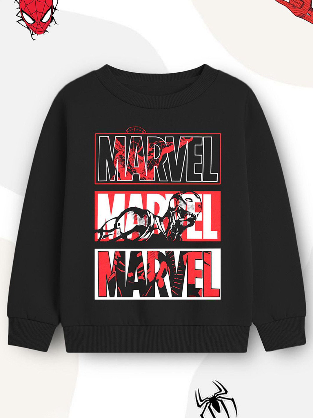 YK Marvel Boys Marvel Round Neck Long Sleeves Pullover Sweatshirt