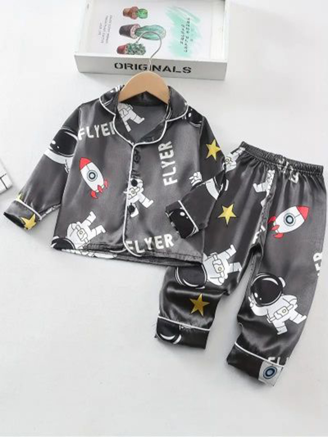 PAGHDAL BROTHER Kids Printed Lapel Collar Night suit