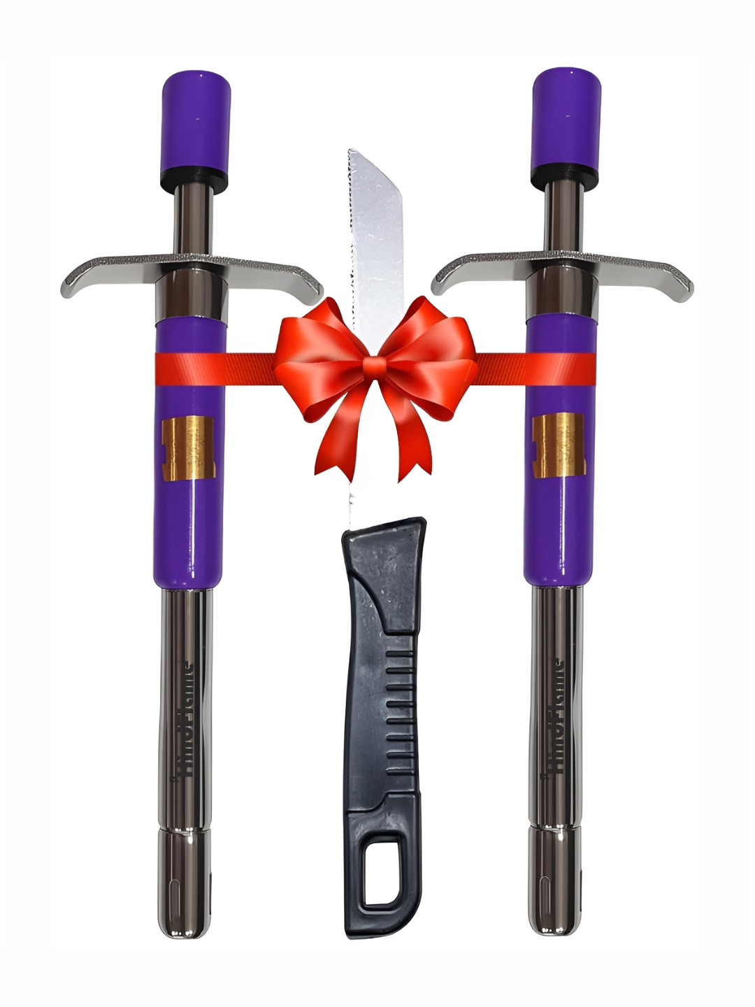 Hindflame Purple 2 Pieces Stainless Steel Gas Lighter With 1 Knife