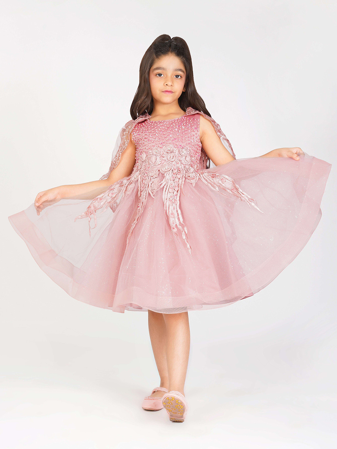 Creative Kids Embellished Net Fit and Flare Dress
