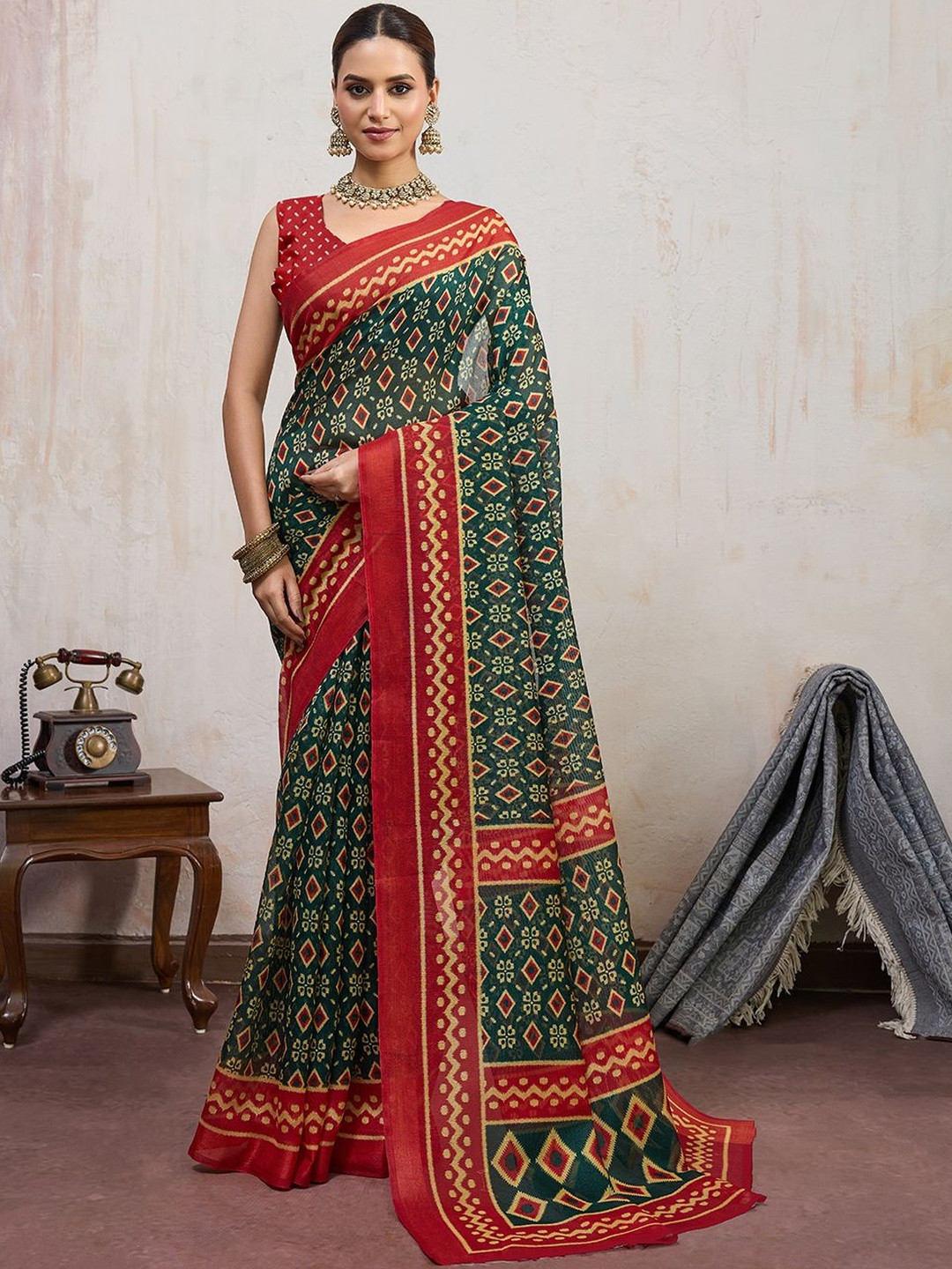 BFM Ethnic Motifs Printed Pure Cotton Saree