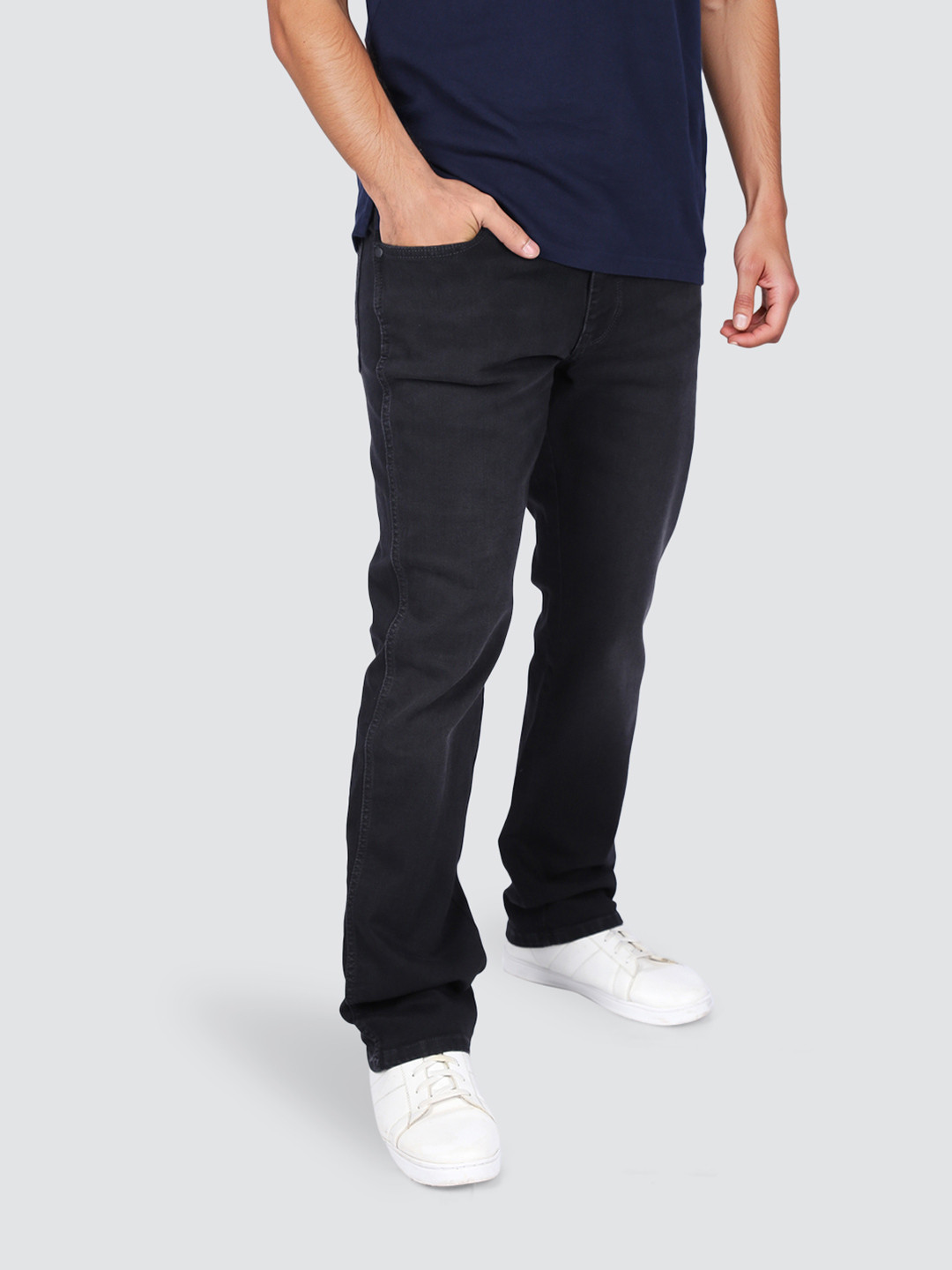 Wrangler Men Millard Slim Fit Mid-Rise Dark Shade Clean Look Jeans