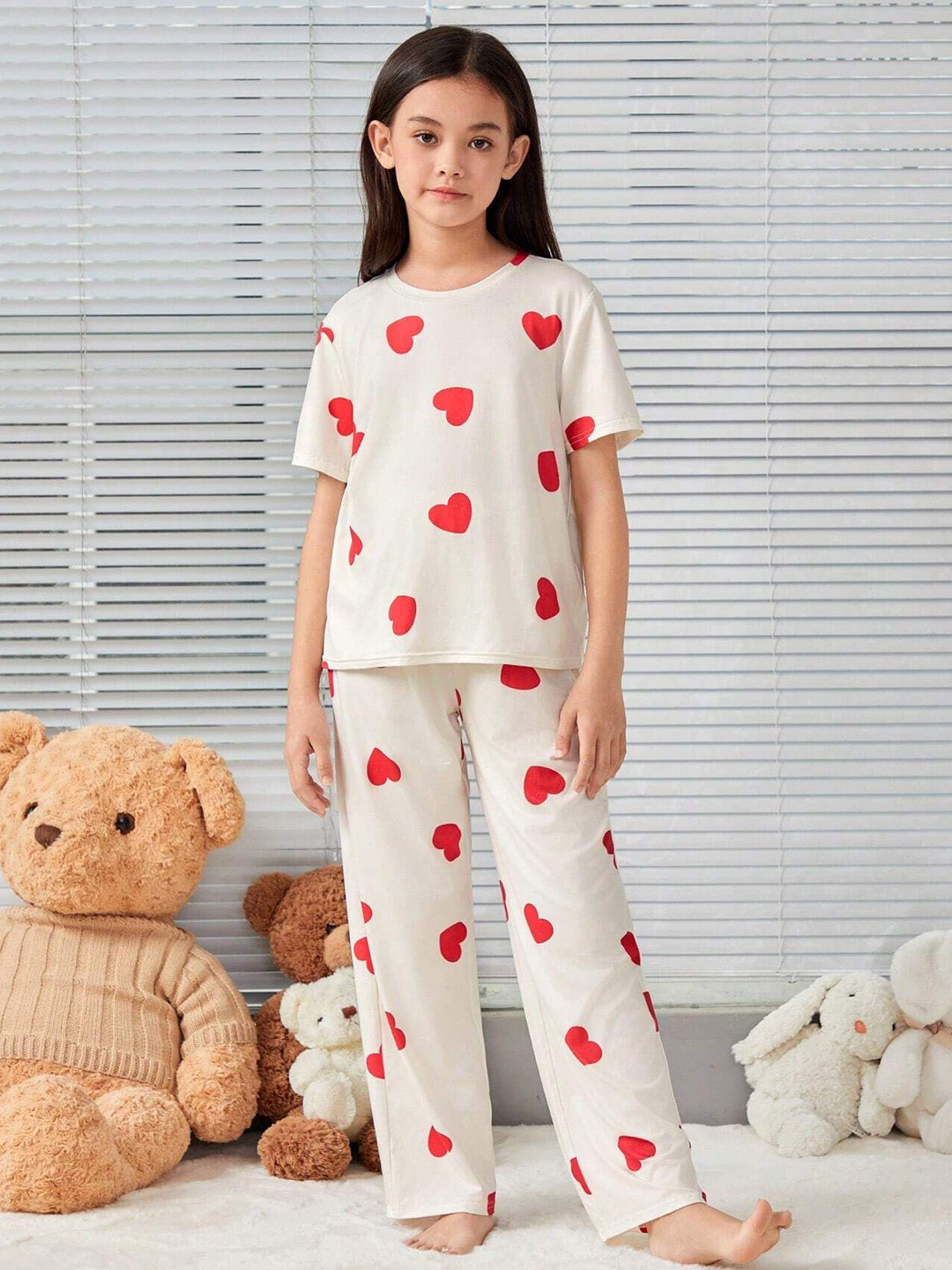 PAGHDAL BROTHER Girls Printed Round Neck T-shirt and Pyjamas Night Suits