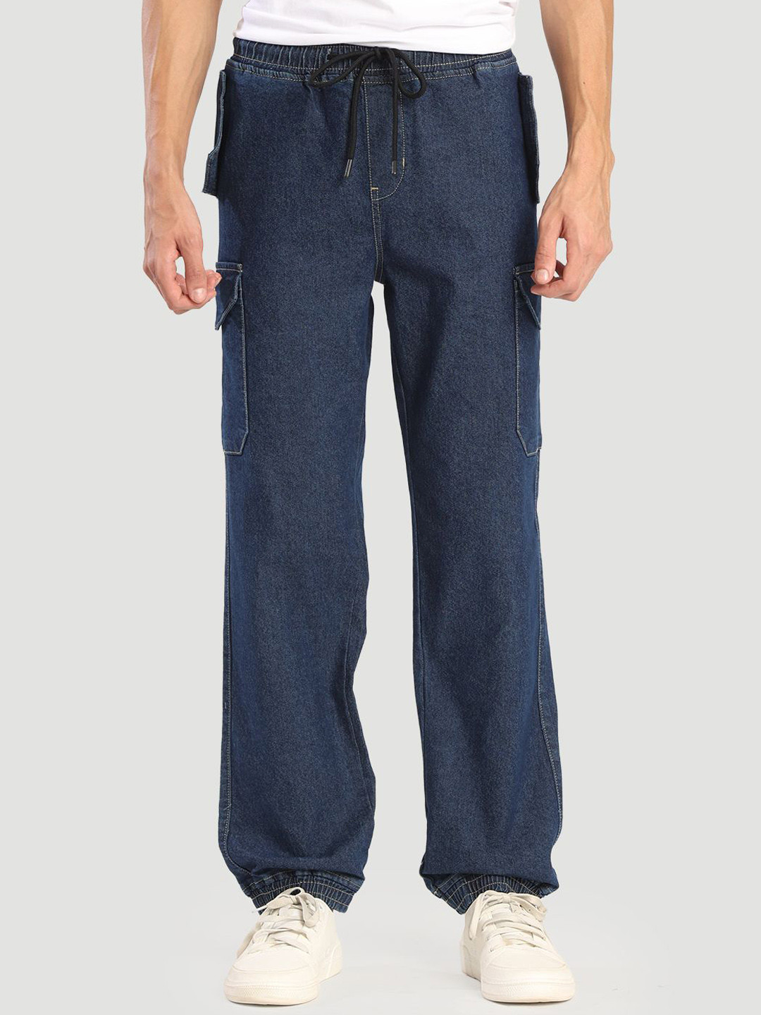 Men Relaxed Fit Mid-Rise Cuffed Hem Cargos Stretchable Jogger