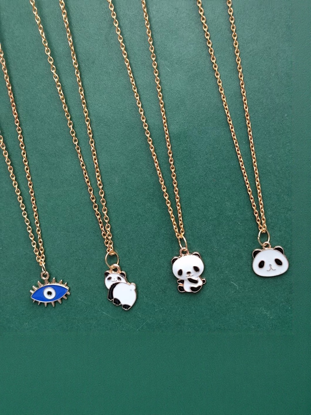Amit Fashion Set Of 4 Panda Shaped Enamelled Pendants