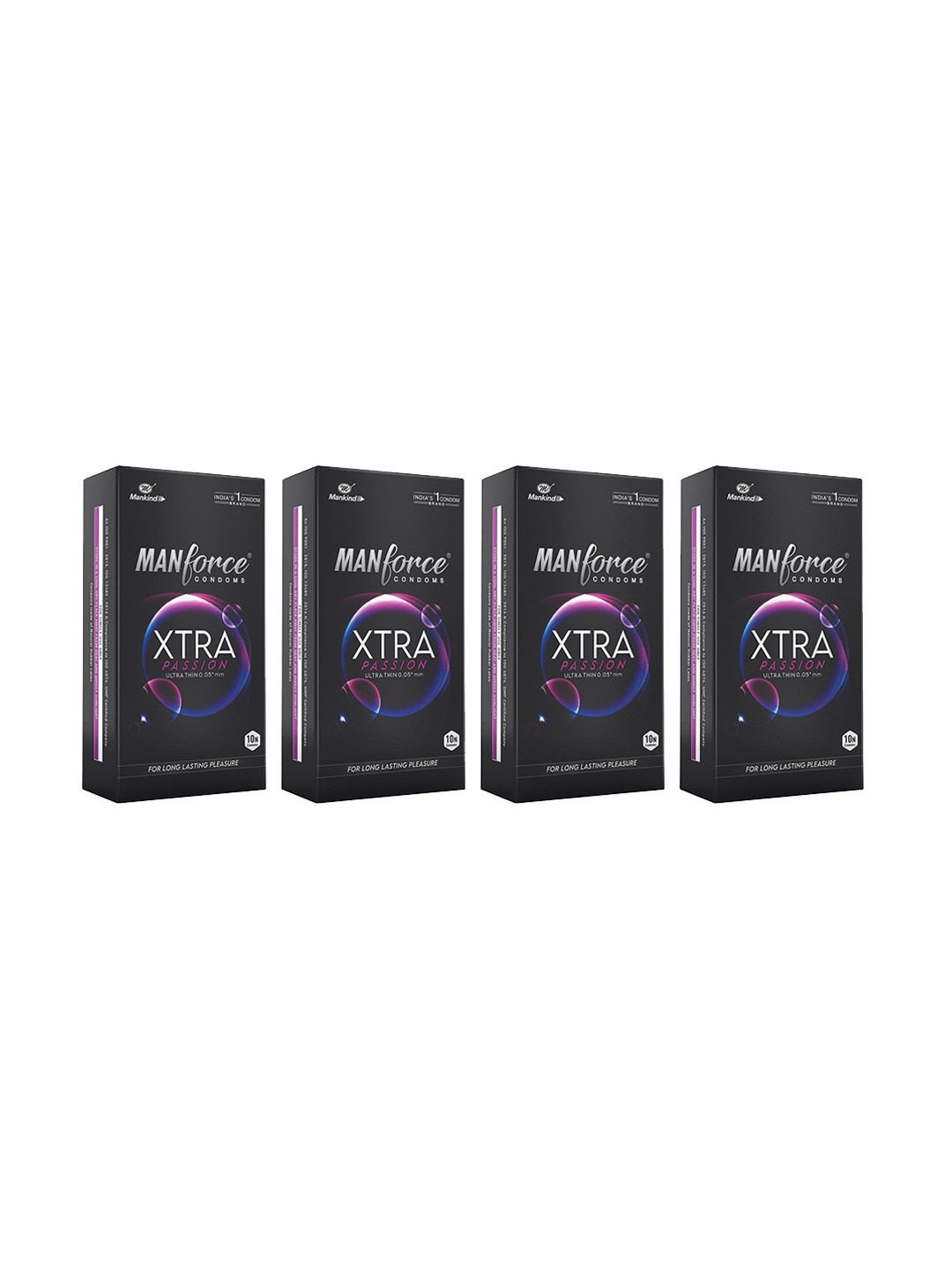 Manforce Set Of 4 Xtra Passion Ultra Thin Climax Delay Condom - Unflavoured - 10 Pcs Each