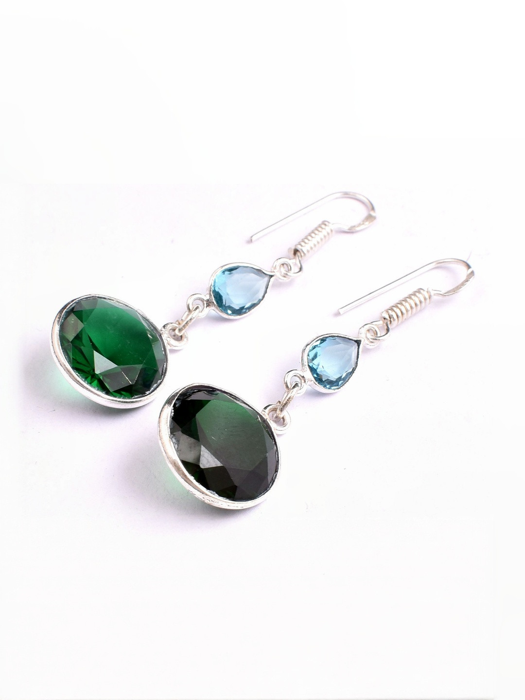 AAR Jewels Women Geometric Shape Silver-Plated Brass Turquoise Drop Earrings