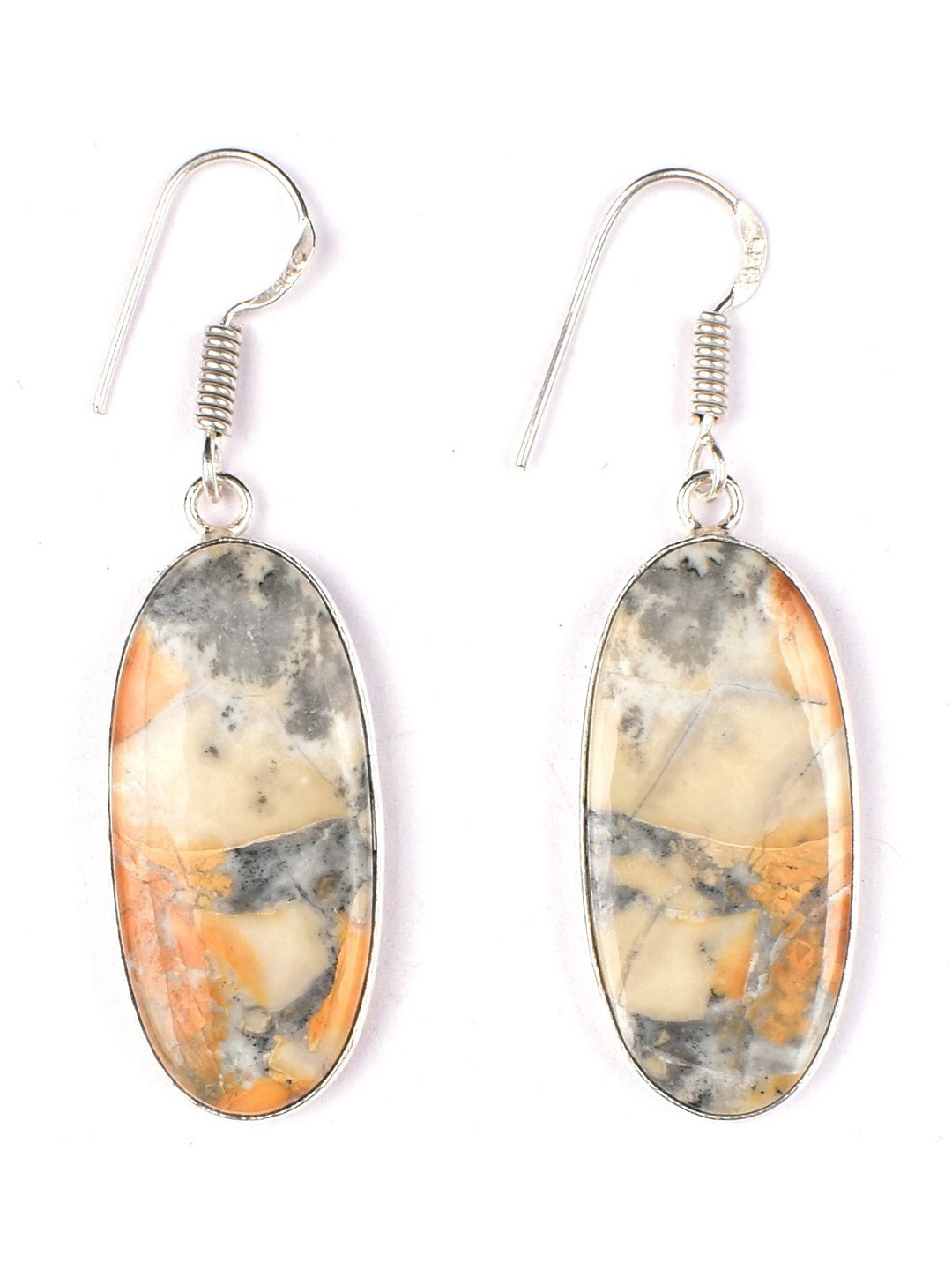 AAR Jewels Rhodium-Plated Topaz Studded Oval Shaped Drop Earrings
