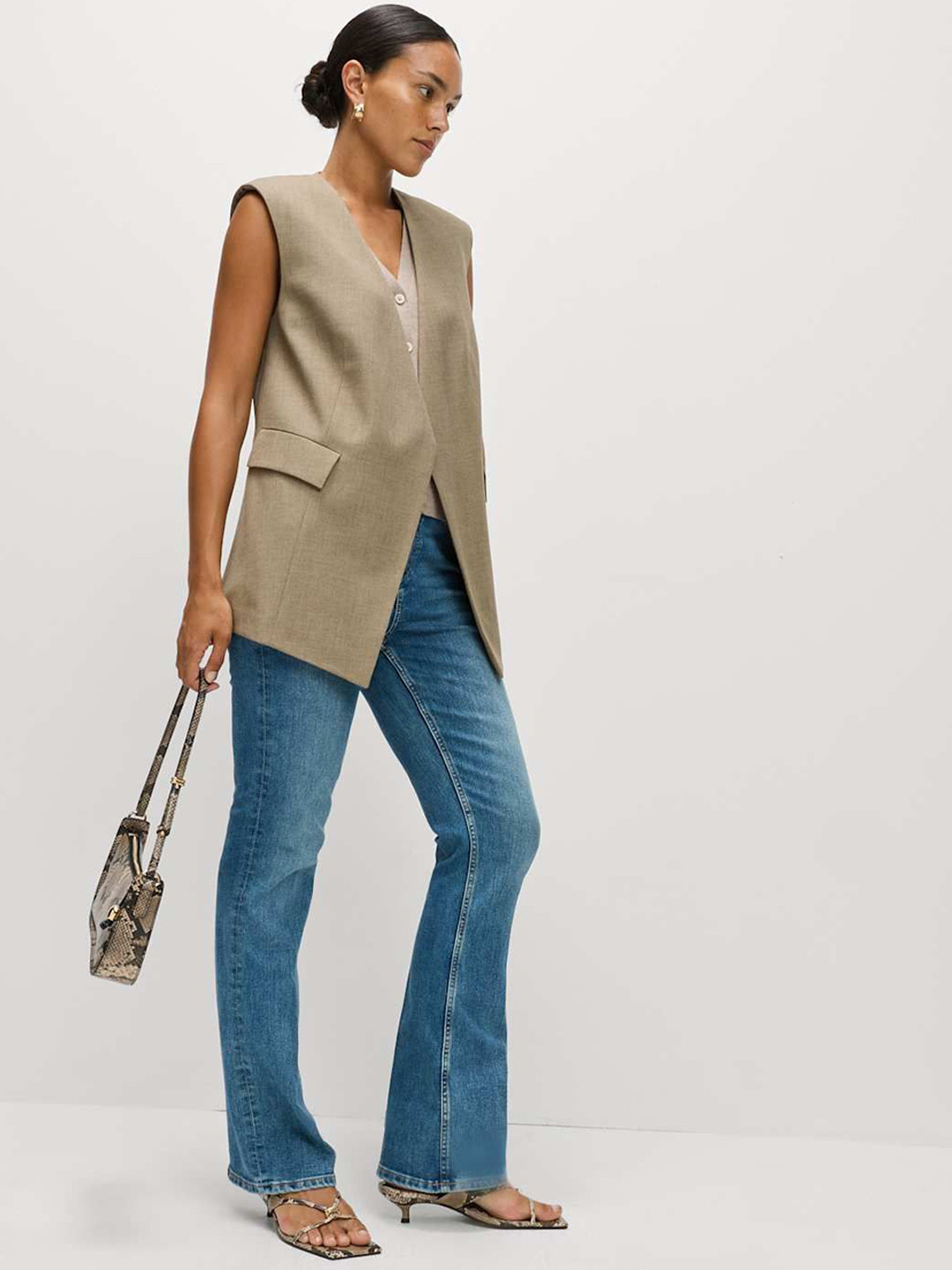 Marks & Spencer V-Neck Button Through Longline Waistcoat