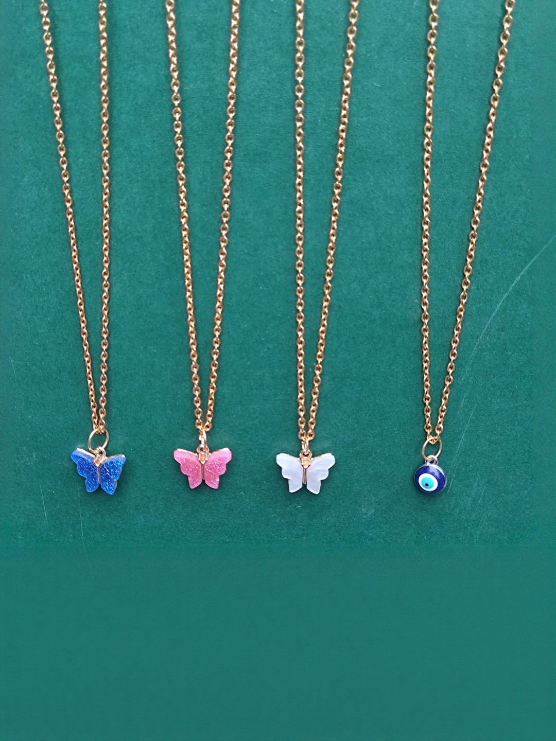 Amit Fashion Set Of 4 Butterfly Shaped Enamelled Pendants