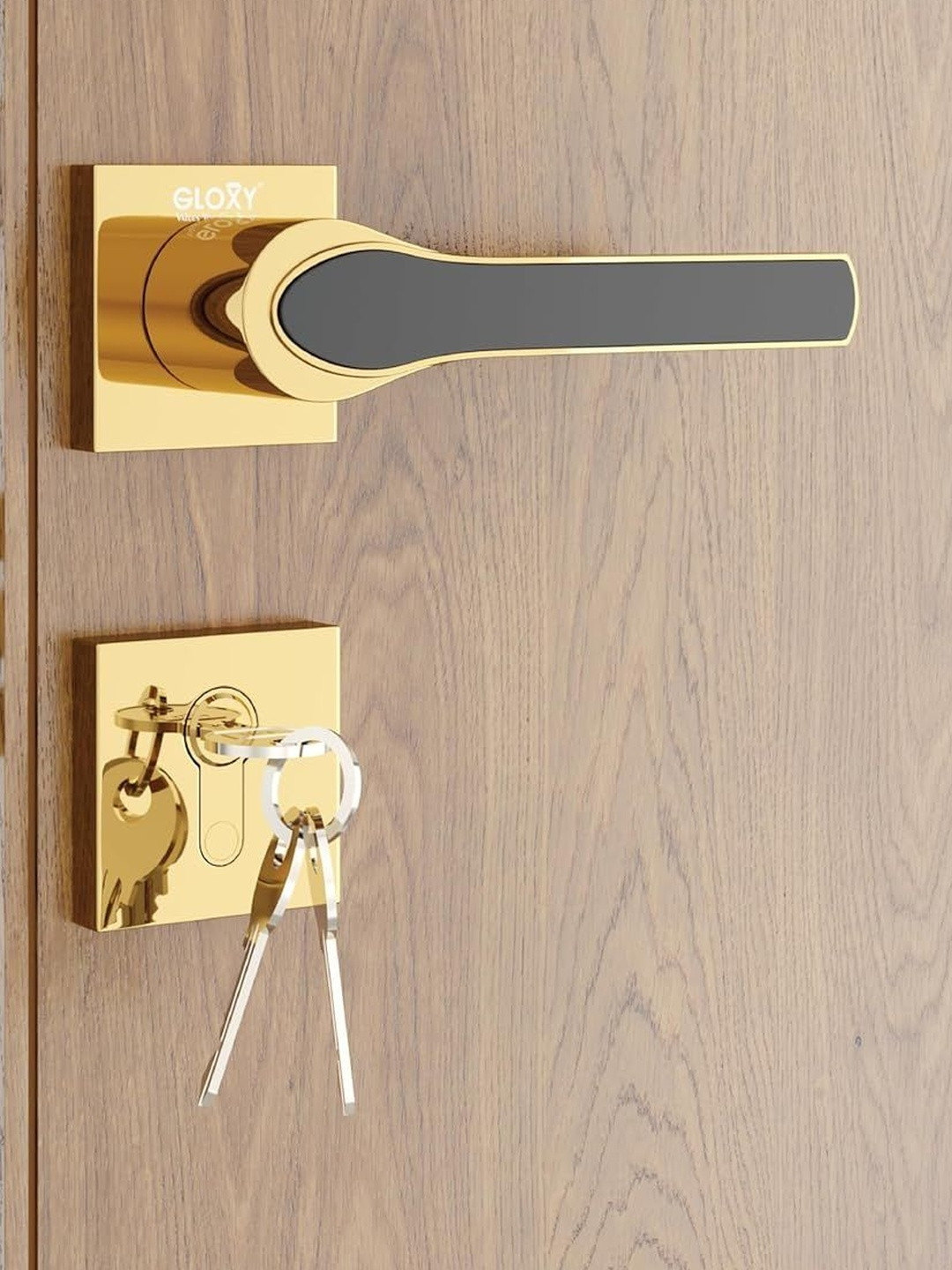 GLOXY Gold & Black Stainless Steel Door Handle Lock