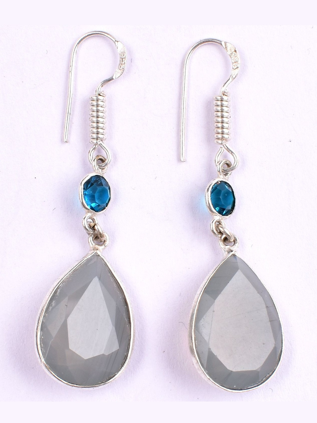 AAR Jewels Women Rhodium-Plated Teardrop Shaped Tourmaline Drop Earrings