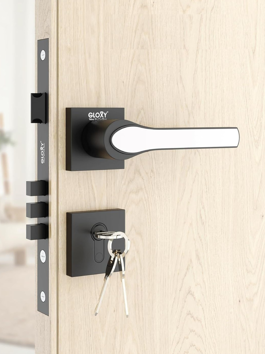 GLOXY Zinc Main Door Lock Set with 3 Brass Keys