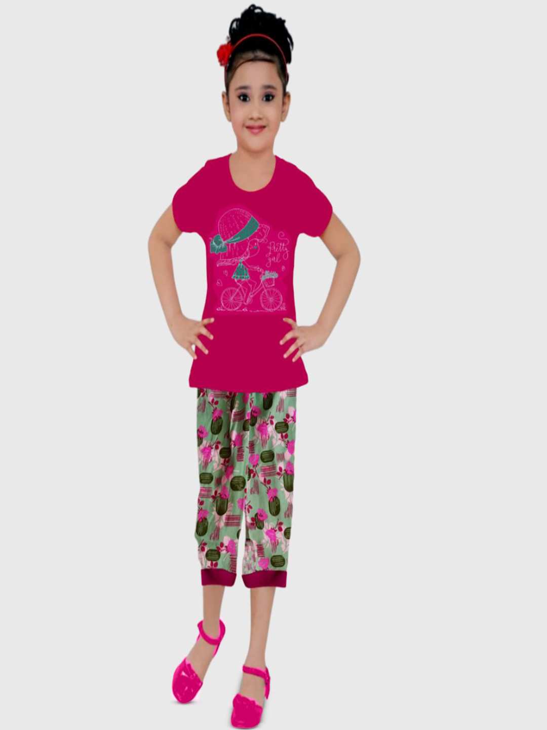 New Ladies Zone Girls Pack Of 2 Floral Printed Night Suit