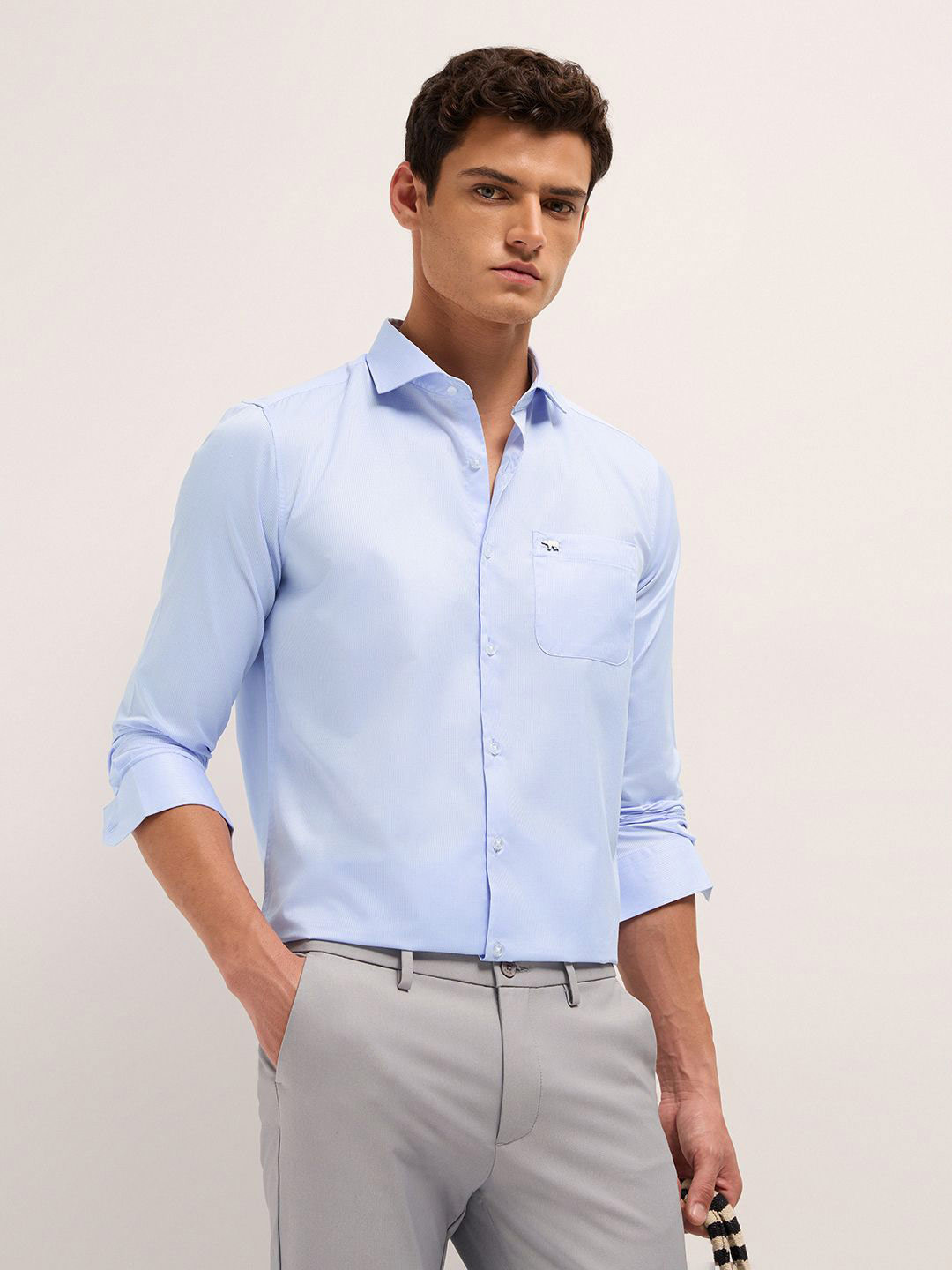 THE BEAR HOUSE Geometric Woven Design Tailored Fit Formal Shirt