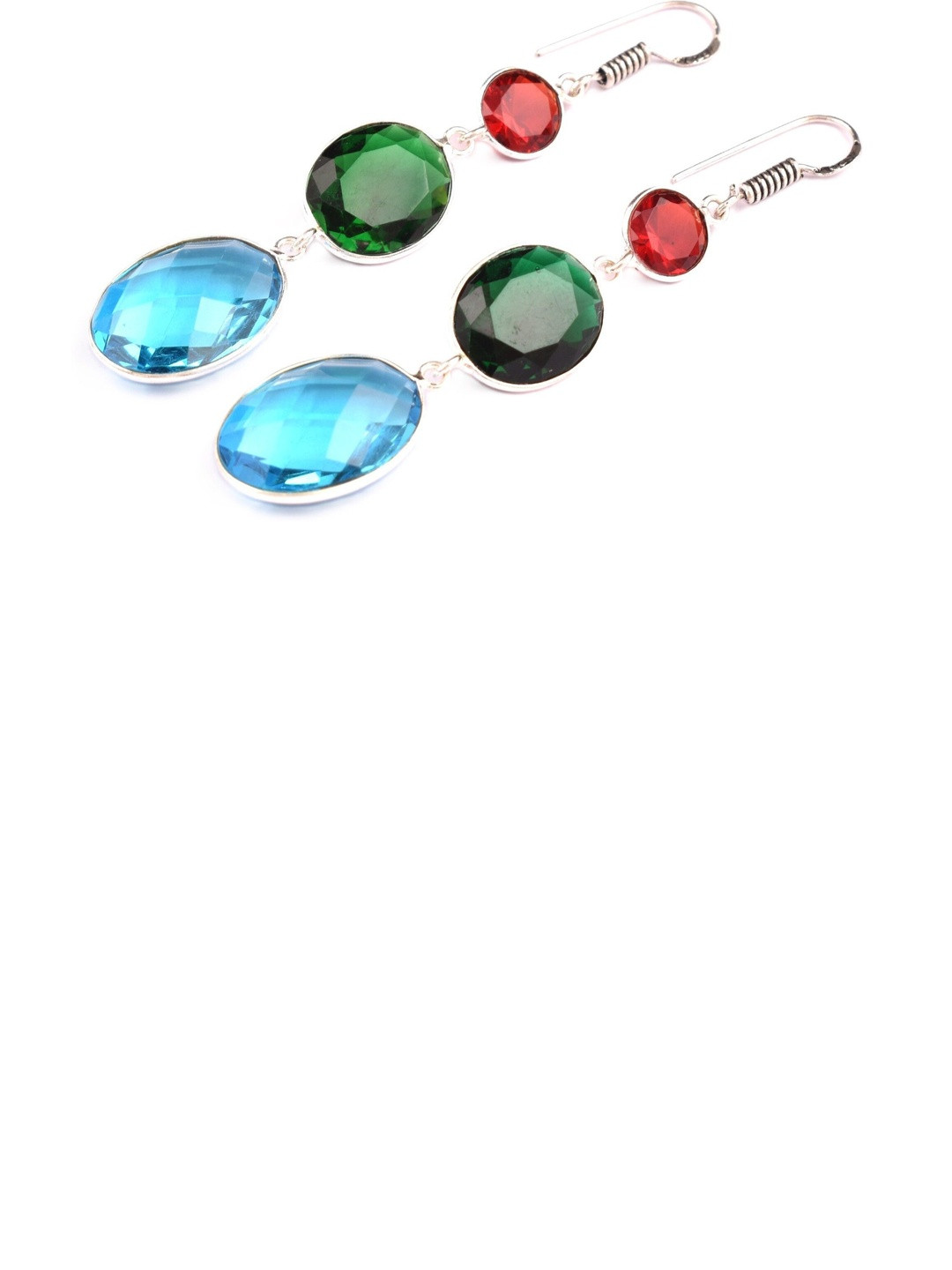 AAR Jewels Rhodium-Plated Citrine Studded Oval Shaped Drop Earrings