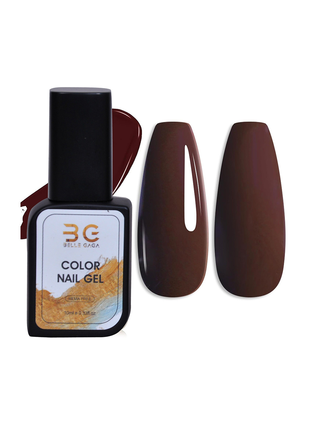 BELLE GAGA Hema Free Glossy Long-Wearing Gel Nail Polish - 10 ml -Dark Brown HF01