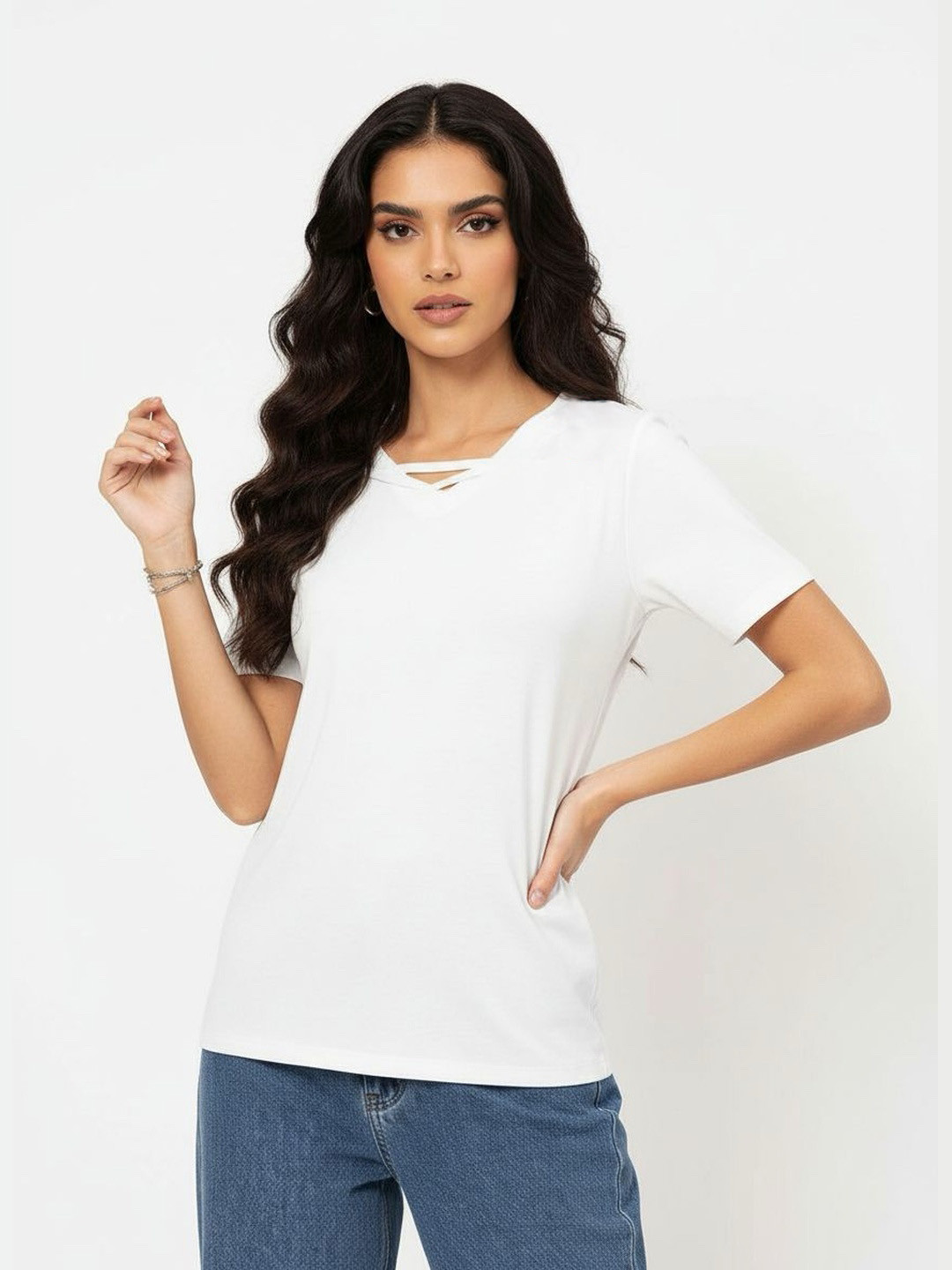 DressBerry Minimalist Muse Ring & Strap Detail Regular Top