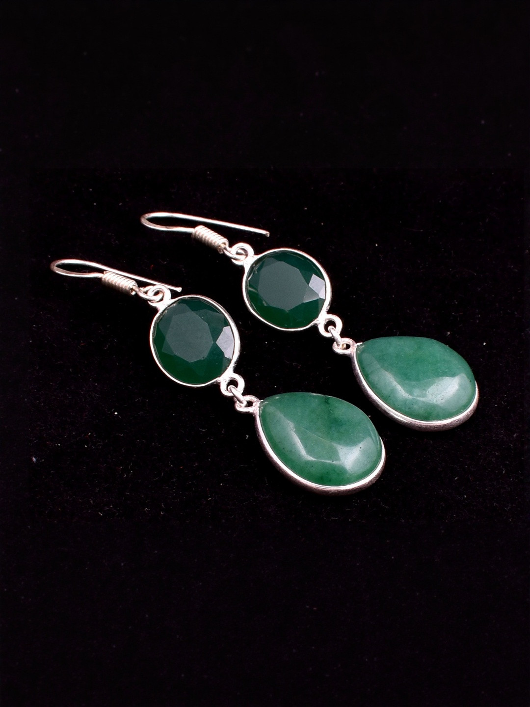 AAR Jewels Silver-Plated German Silver Cats Eye Drop Earrings