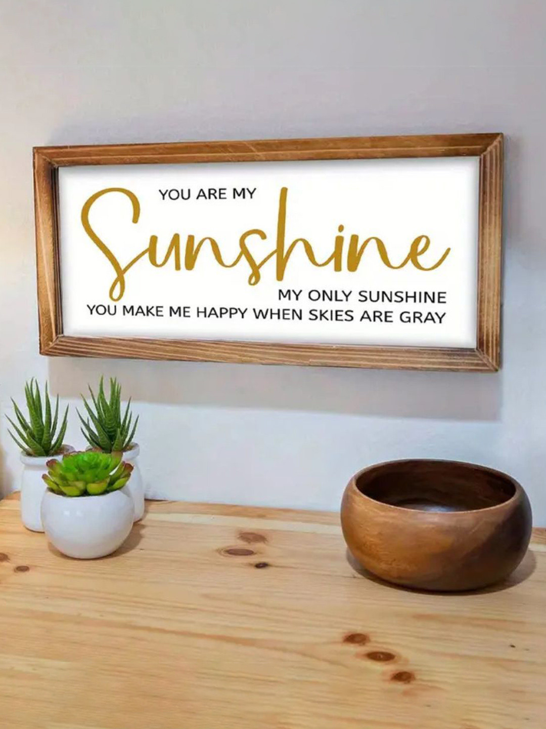 BS AMOR Brown & White Wooden You Are My Sunshine Photo Frame Wall Decor