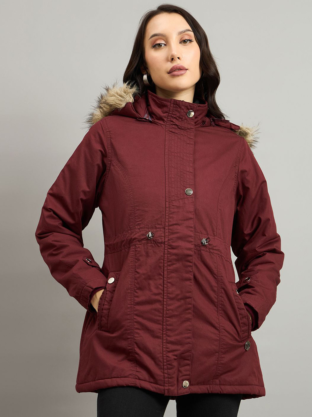 Duke Hooded Faux Fur Trim Bomber Jacket