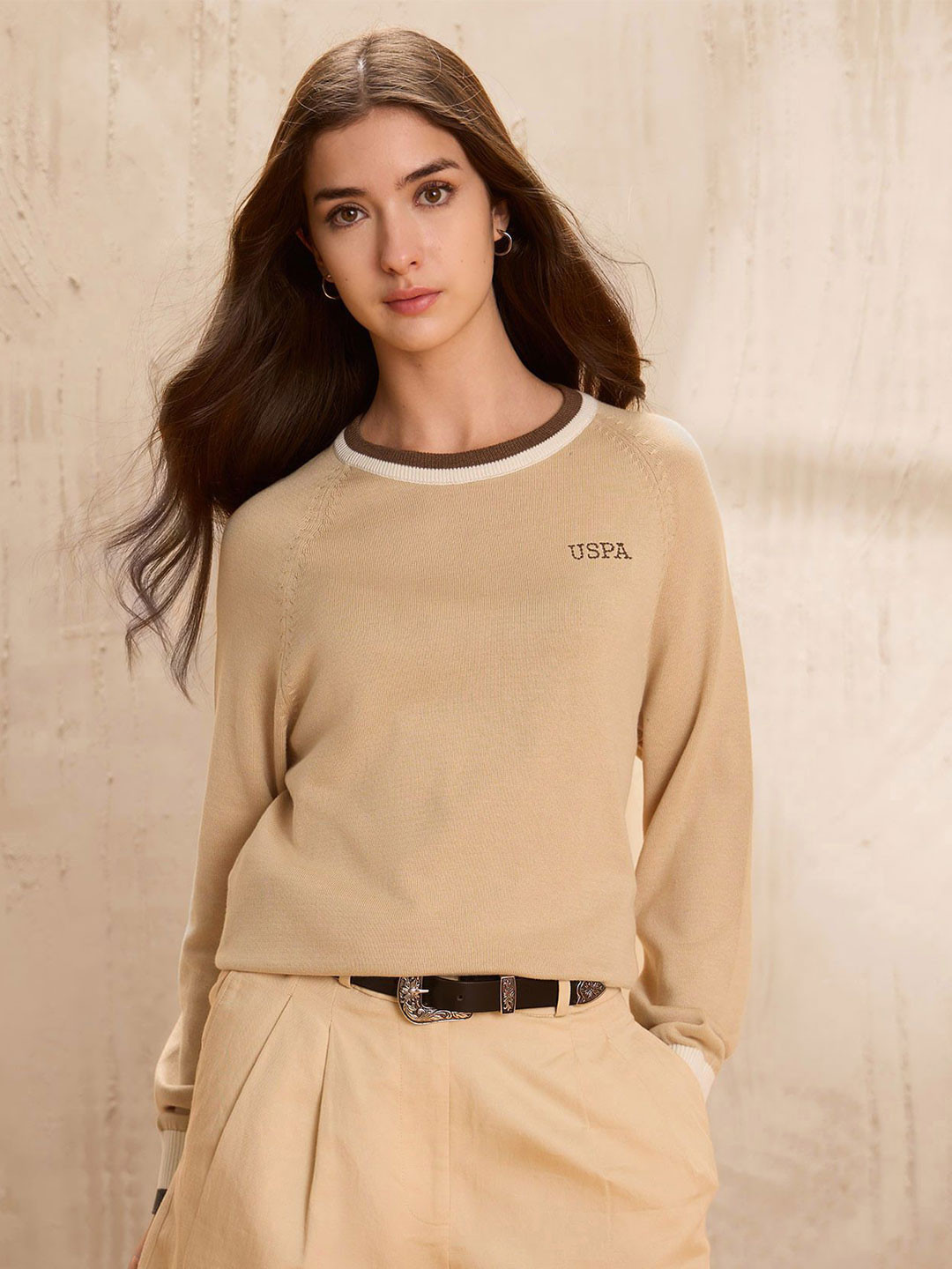 U.S. Polo Assn. Women Raglan Fit Round Neck Pullover