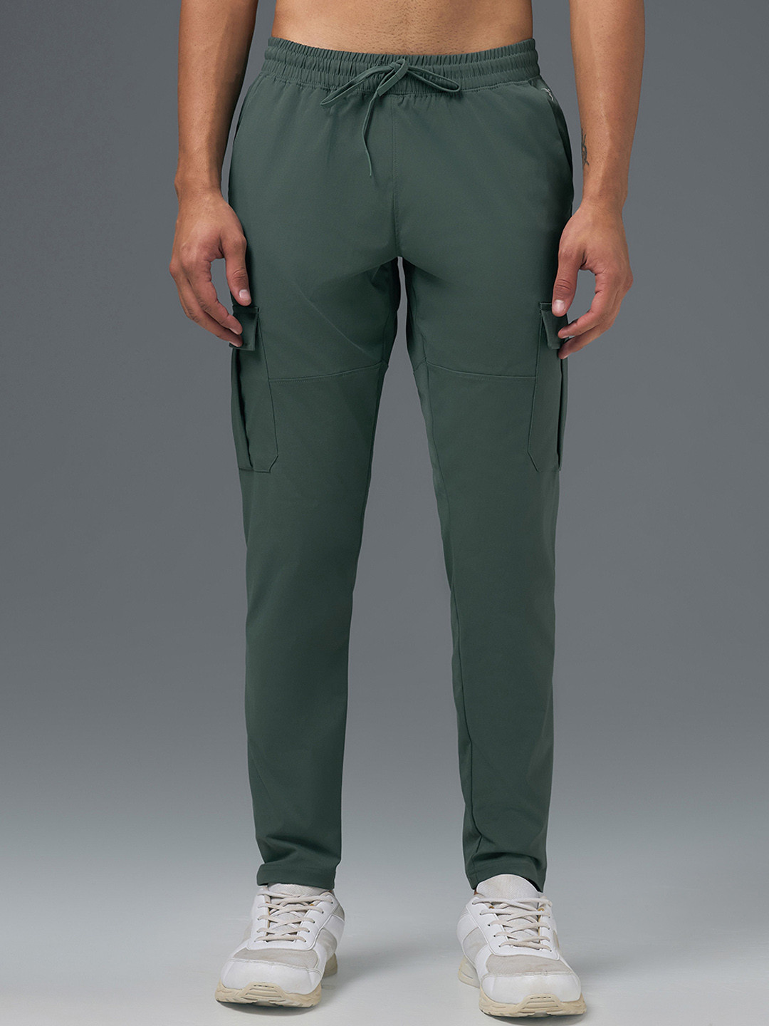 Technosport Men Solid Relax Fit Sports Cargo Trackpants with TS FLEXI