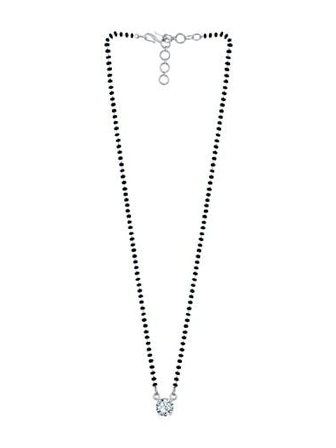 JFL - JEWELLERY FOR LESS Women Silver Plated Modern Cz American Diamond Mangalsutra