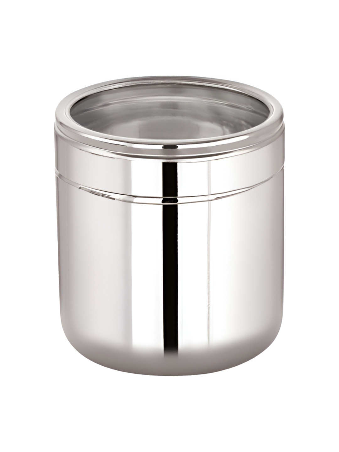 SIZZLE Silver-Toned Stainless Steel Jar Container With See Through Lid-450 ml