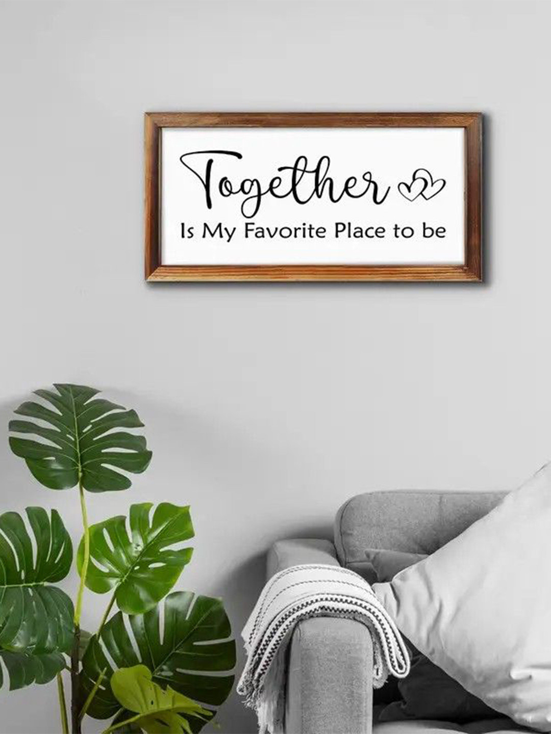 BS AMOR Brown & White Wooden Together Is My Favorite Place Frame Wall Decor