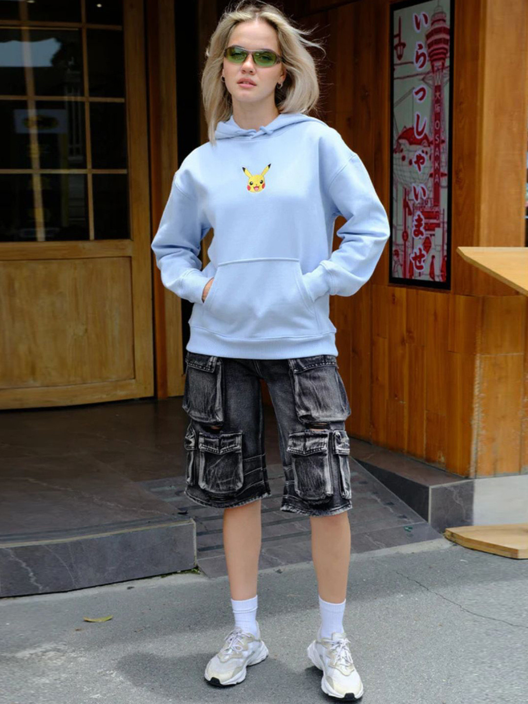 Bonkers Corner Women Pokmon Embroidered Hooded Cotton Sweatshirt