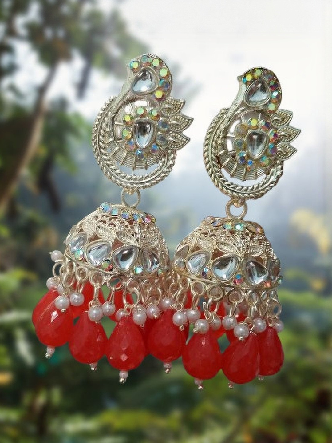 Lovansh Silver-Plated Alloy Crystals Earrings