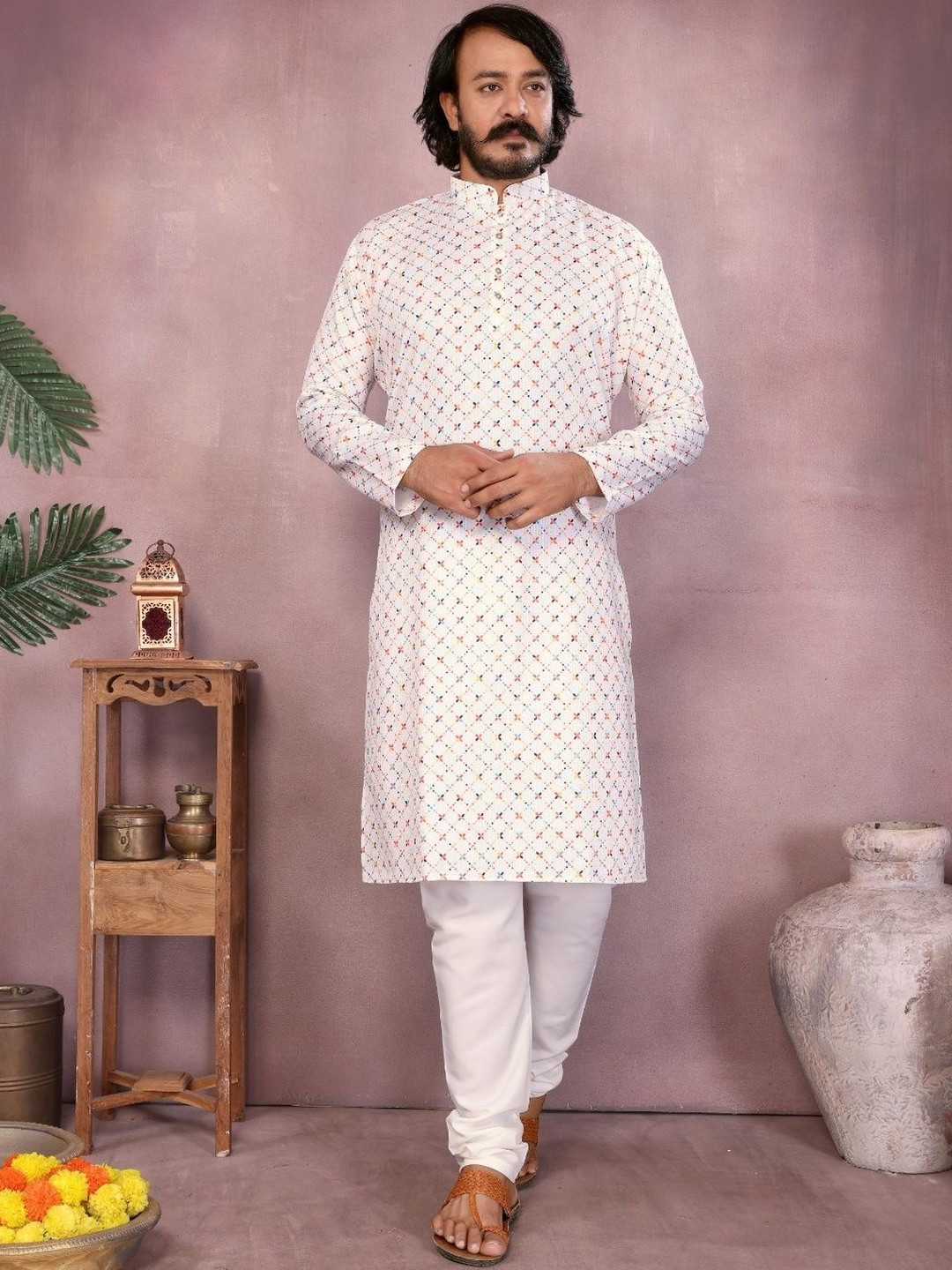 SILPICARE Men Printed Regular Pure Cotton Kurta with Pyjamas