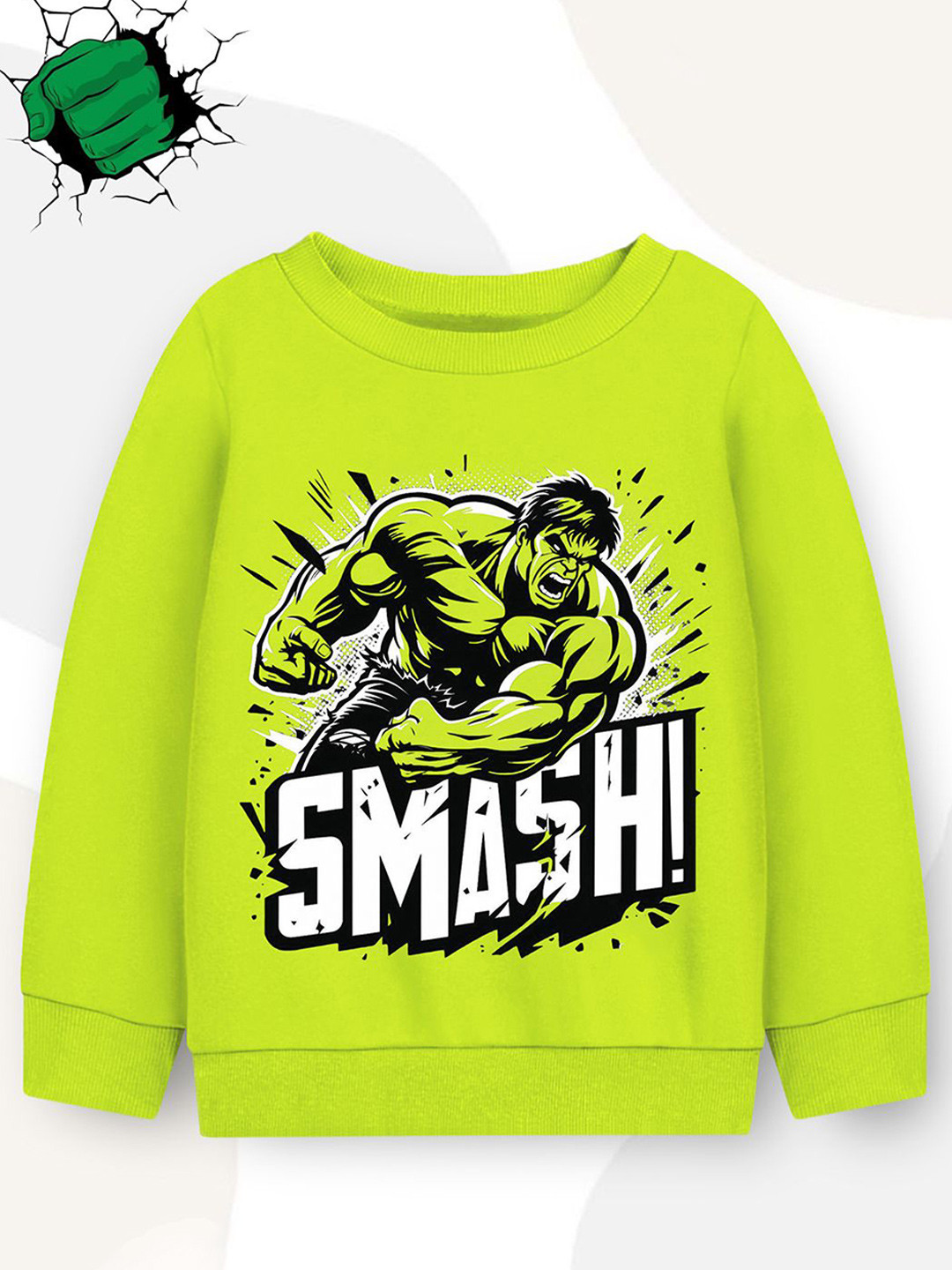 YK Marvel Boys Printed Round Neck Long Sleeve Sweatshirt