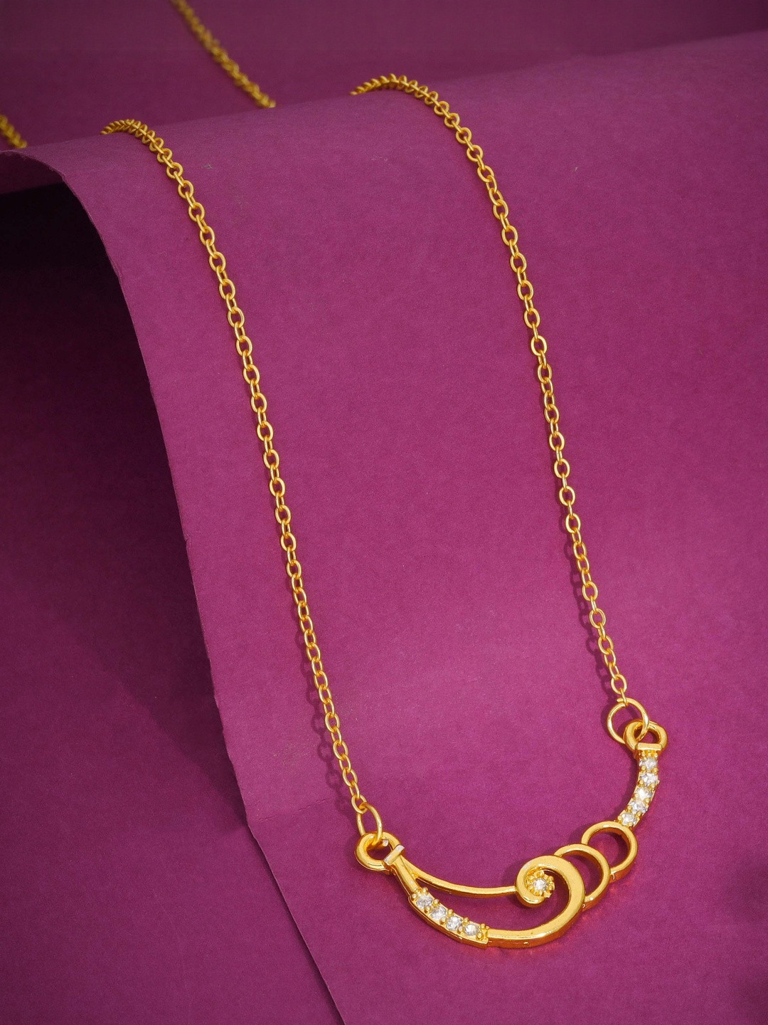 Anouk Gold-Plated Brass American Diamond Minimal Necklace