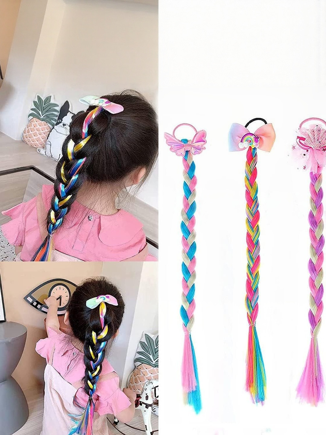 KARDIFF Pink And Red 3 Pieces Metal Lace Ponytail Holders