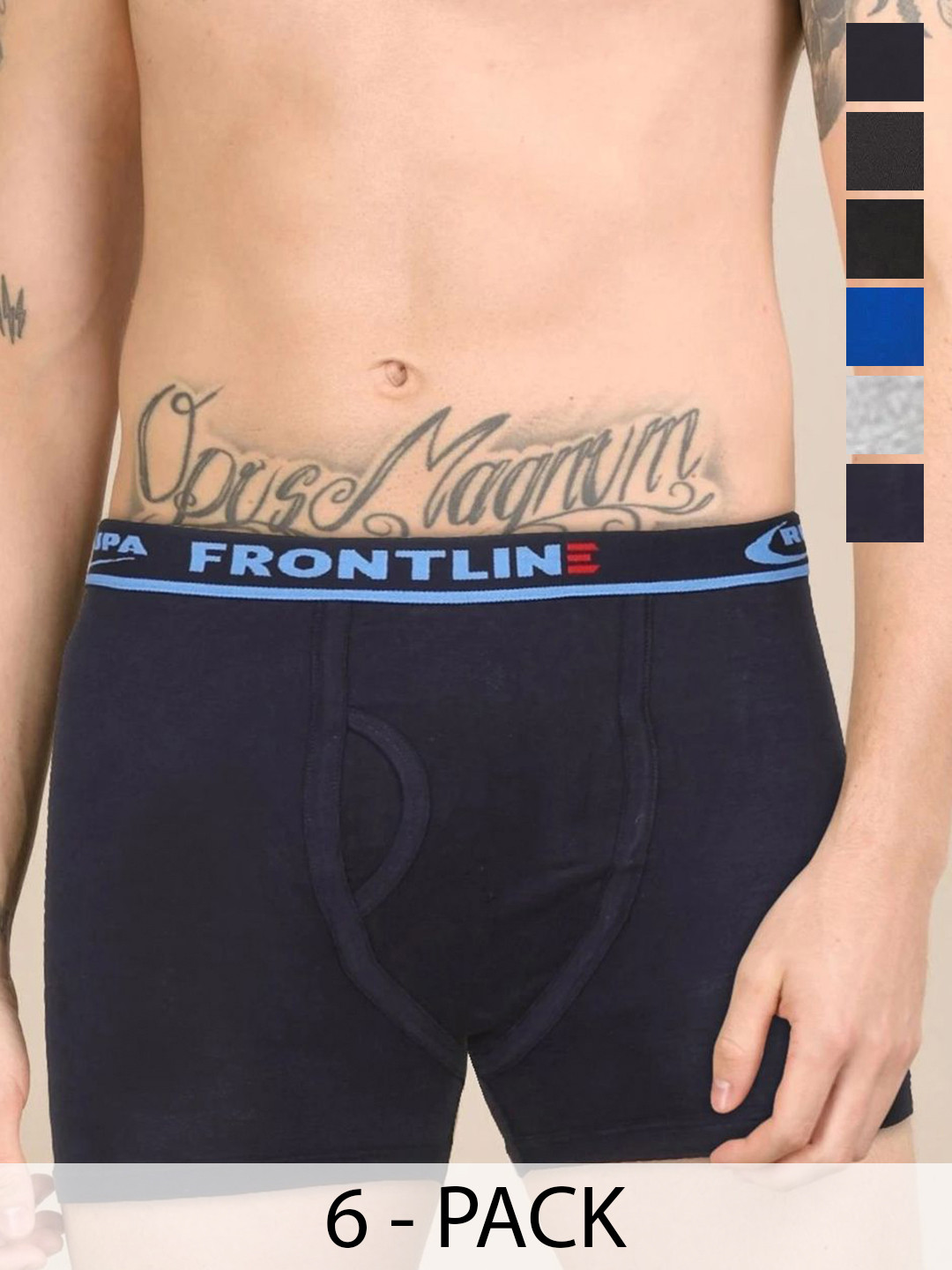 Rupa Hunk Pack Of 6 Assorted Pure Combed Cotton Long Trunks