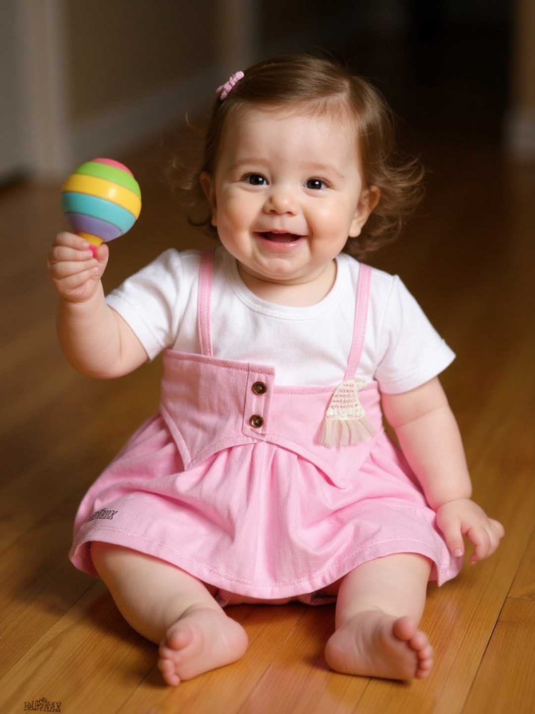 BABYMAX Infant Girls Sequined Pure Cotton Pinafore Dress With Bloomers