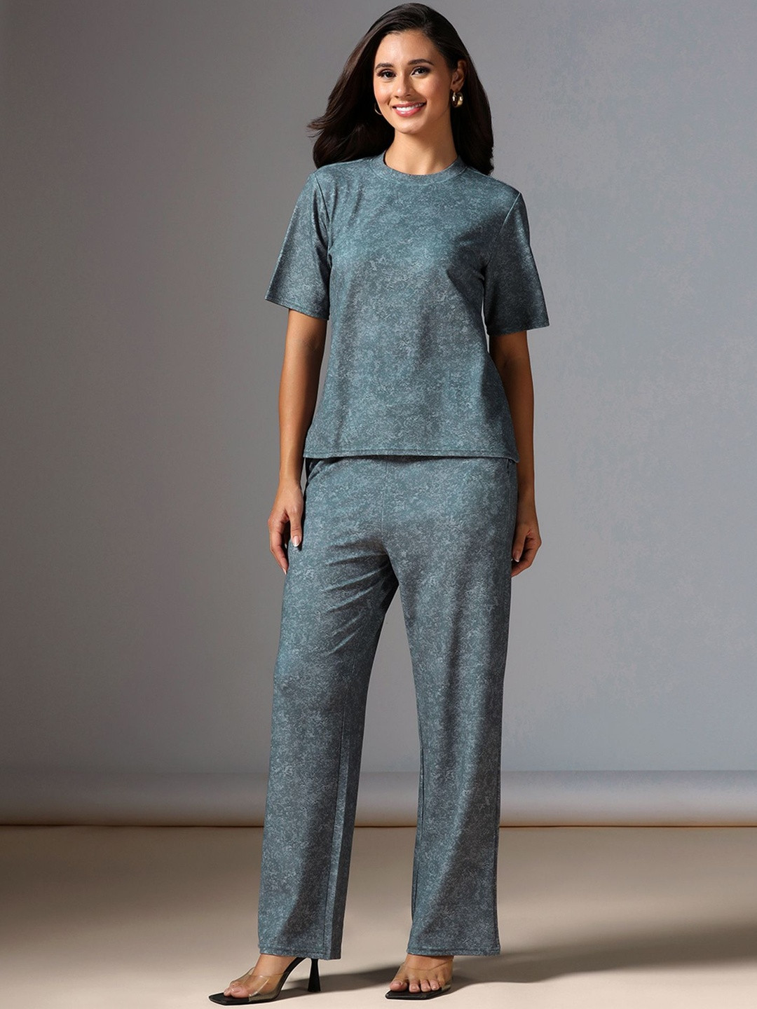 SZN Women Everyday Essentials Dyed T-Shirt and Trousers Co-Ords Sets