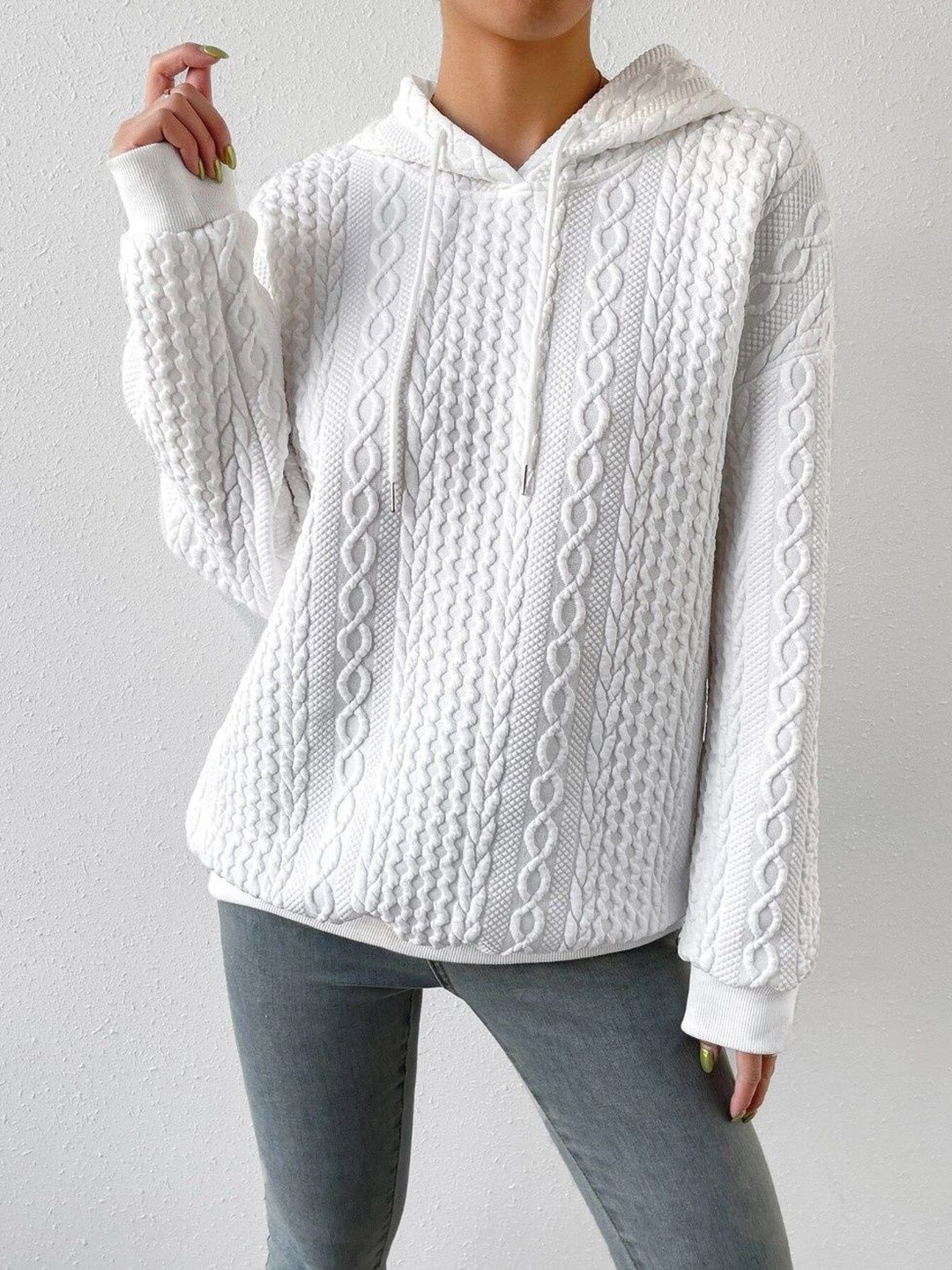 SZN Women White Self Design  Tops