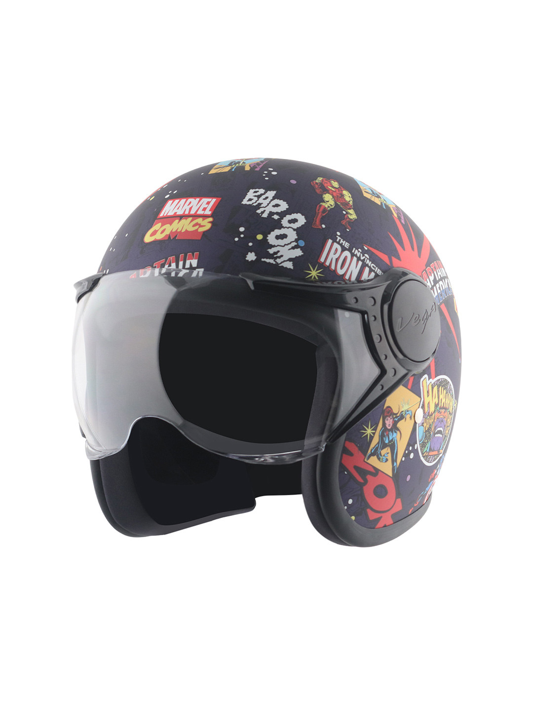 VEGA Unisex Jet W/V Marvel Comics Edition ISI Certified Open Face Helmet