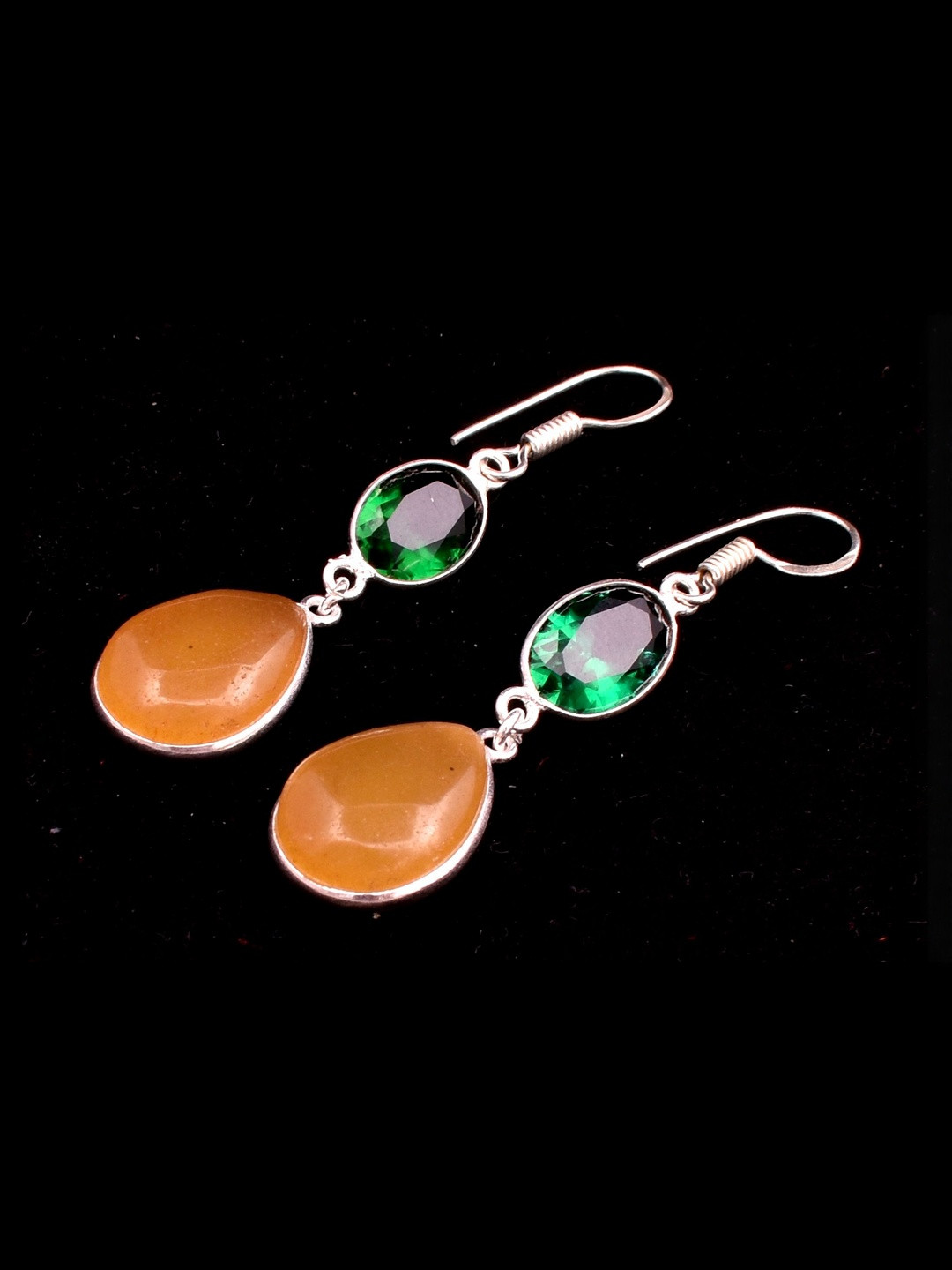 AAR Jewels Silver-Plated Brass Topaz Drop Earrings