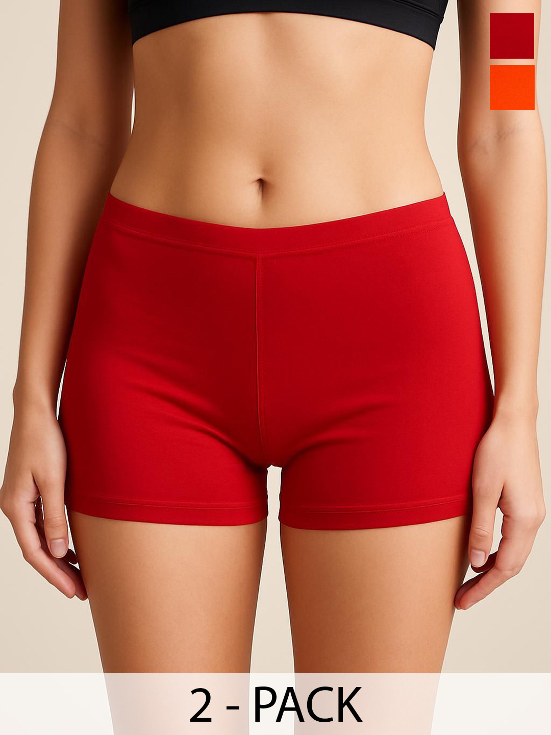 CKARFE Women Pack Of 2 Slim Fit Cycling Sports Shorts
