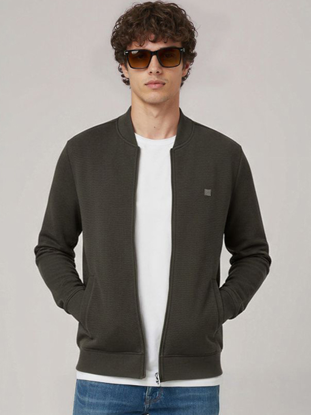 DAMENSCH Men Stand Collar Striped Bomber Jacket