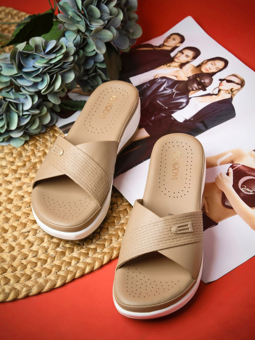 JodyHub Women Textured No Back Straps Open Toe Flats